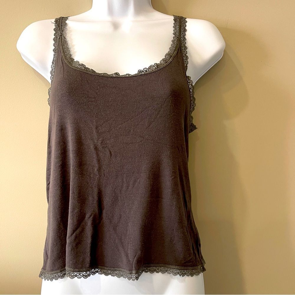 Aero Brown Lace Straps Soft & Sexy Tank Size Large